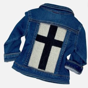 New Toddlers Denim Jacket - upcycled with Pendleton Wool - 12 Mos